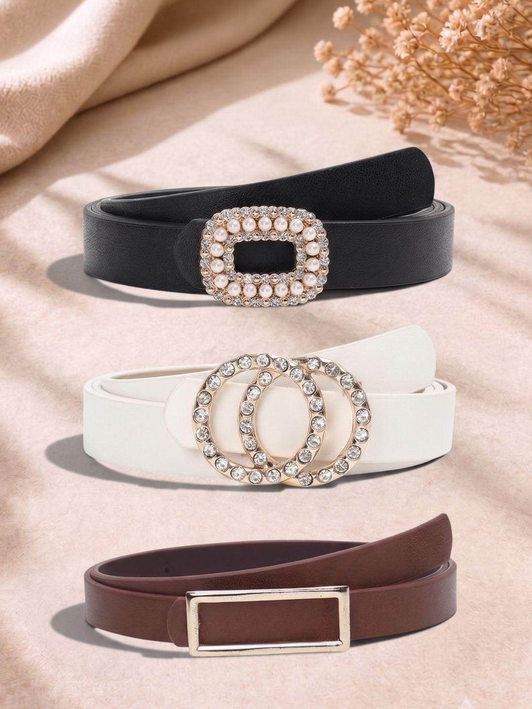 Buy CRUSSET Womens Set Of 3 Vegan Leather Waist Belt For Casual Formal Wear - - Accessories for Women
