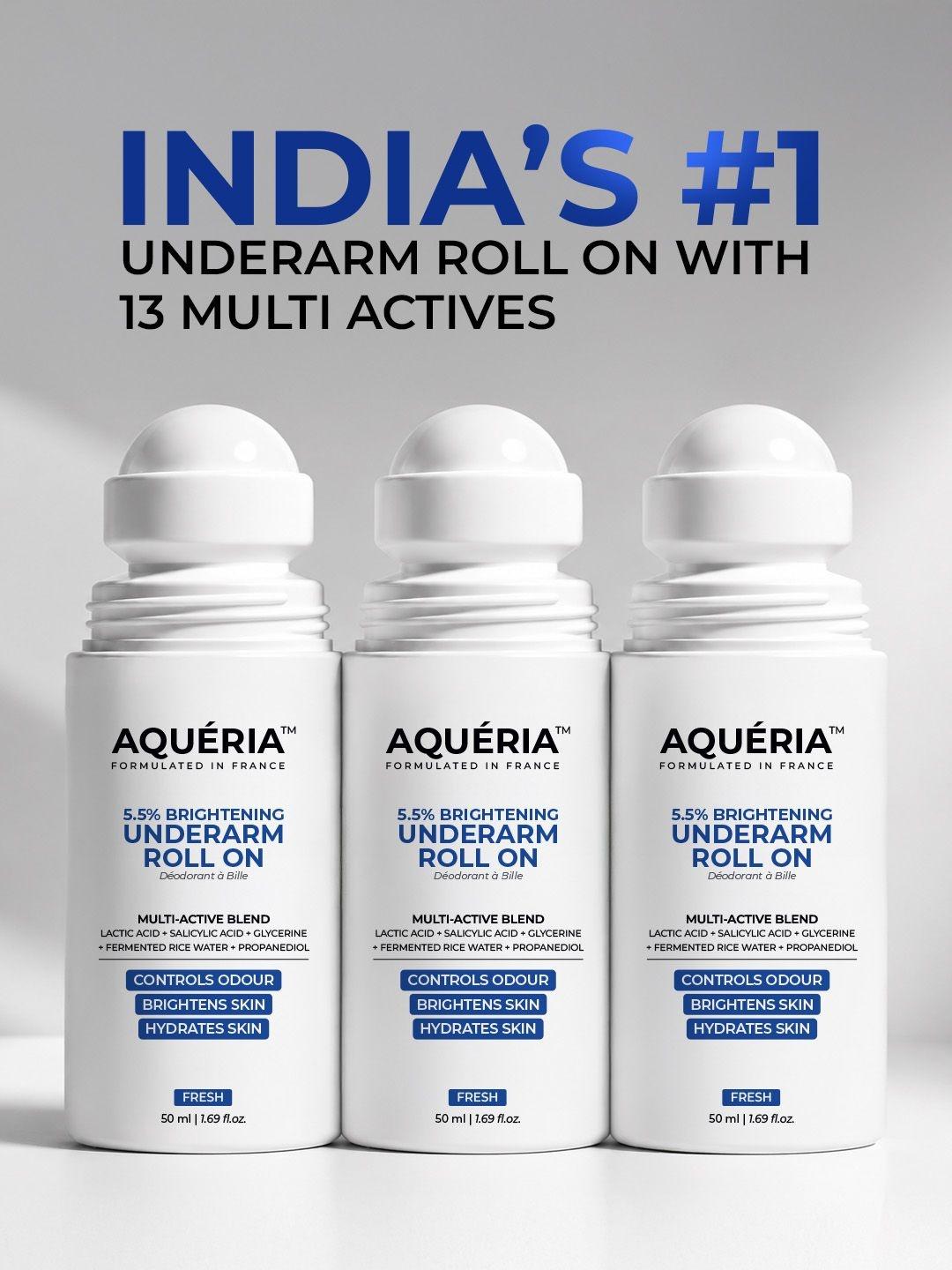 Aqueria Set Of 3 5.5% AHA BHA Brightening Underarm Roll On 50 Ml Each - - Personal Care for Unisex
