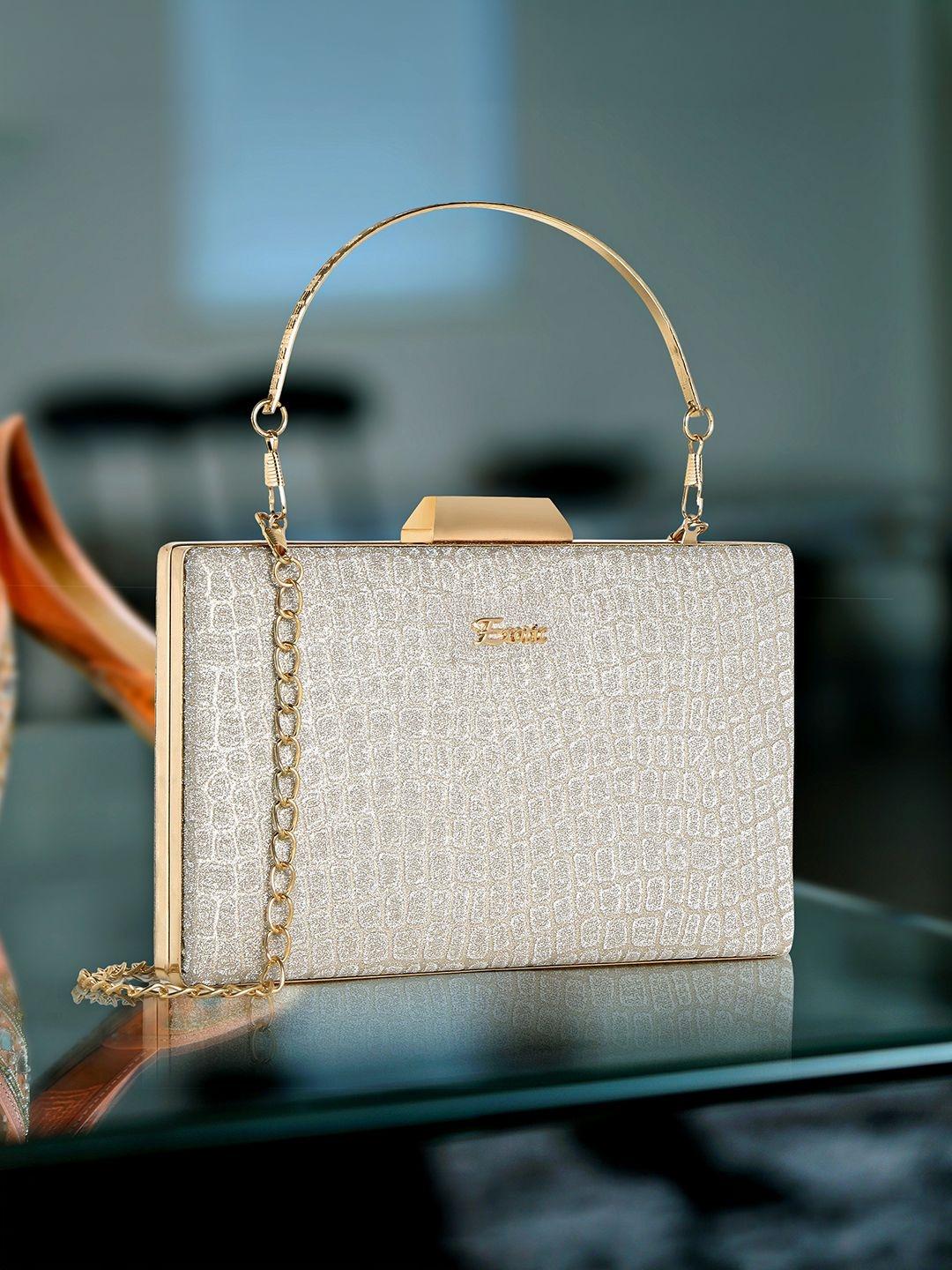 Buy Exotic Silver Textured Party Box Clutch -  - Accessories for Women