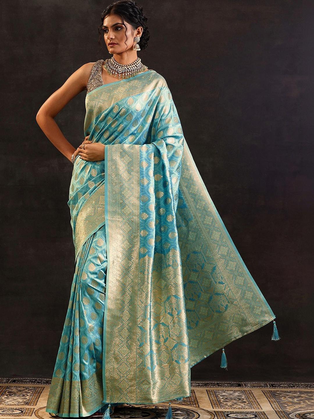 Buy Libas Sea Green Woven Design Saree With Unstitched Blouse Piece — free download