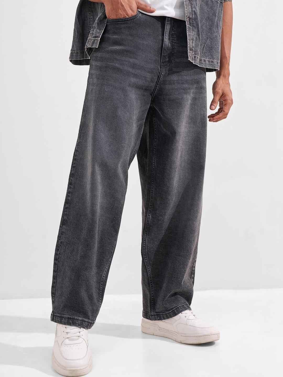HIGHLANDER Men Black Baggy Drop Crotch Jeans - Image 1
