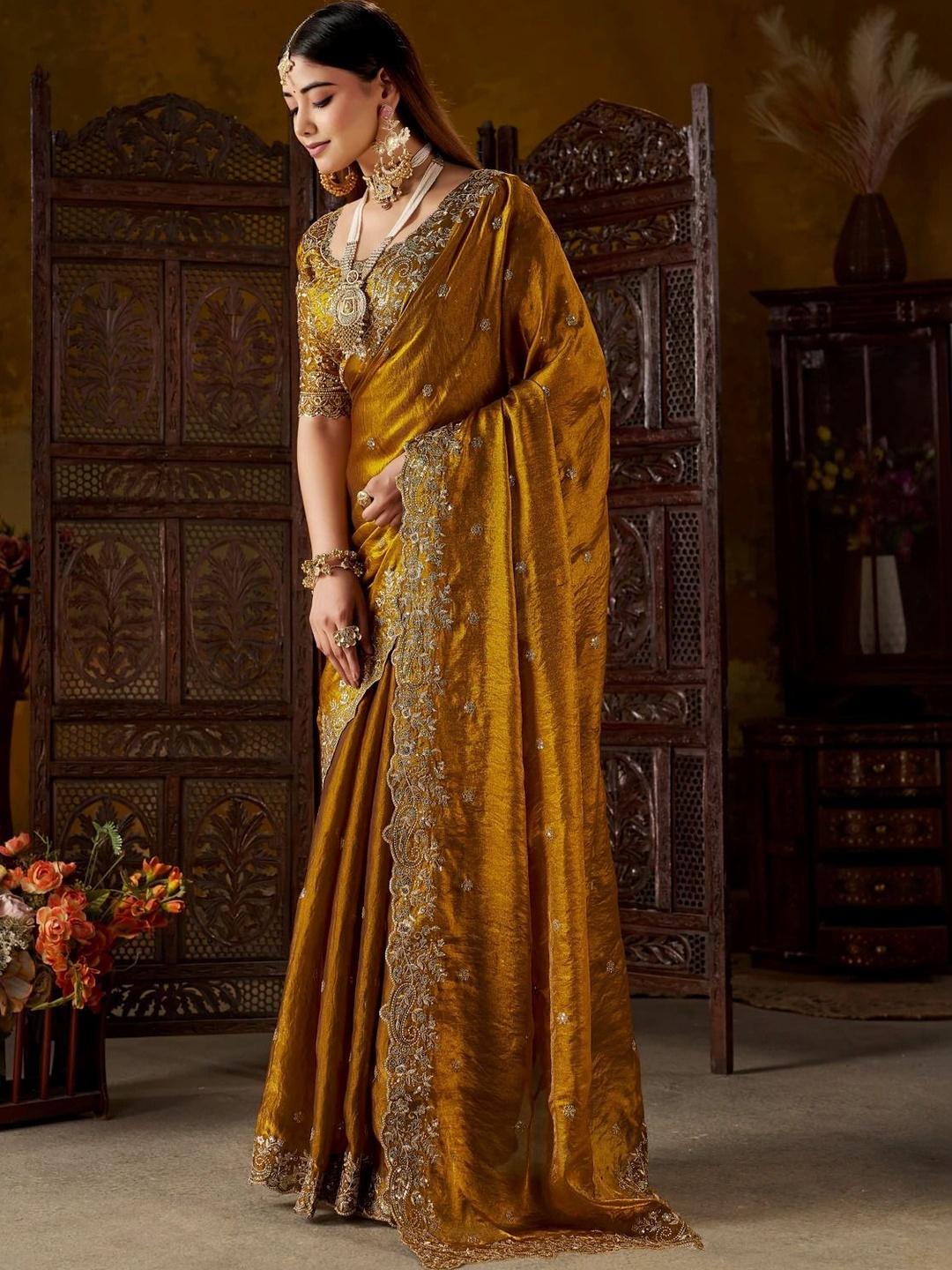 Buy Miracle TEX Woven Design Embroidered Satin Saree -  - Apparel for Women