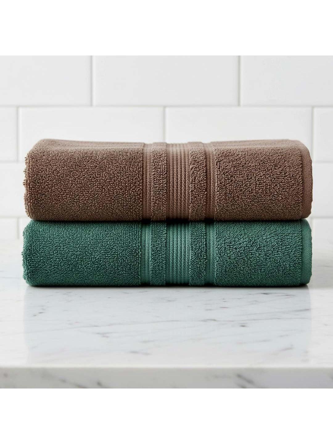 Buy Athom Living Multicoloured & Coffee Brown 2 Cotton 500 GSM Bath Towel -  - Home for Unisex