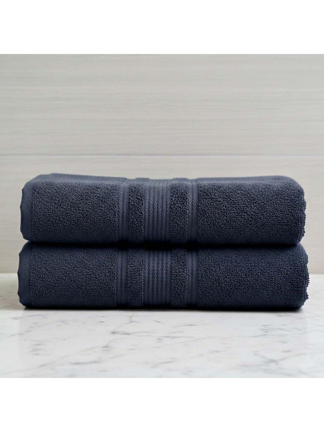 Buy Athom Living Blue & Navy Blue 2 Cotton 500 GSM Bath Towel -  - Home for Unisex