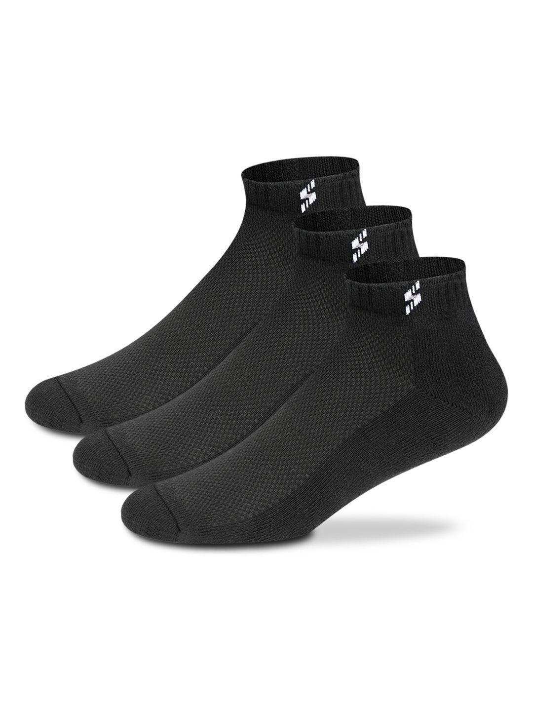 Buy Supersox Men Pack Of 3 Black Solid Ankle Length Cotton Socks -  - Accessories for Men