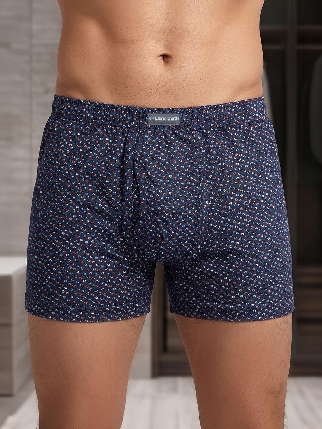 Buy Lux Cozi Men Pack Of 3 Assorted Printed Cotton Trunks COZI_BIGSHOT_LONGS_PRINT_AST2_3PC -  - Apparel for Men