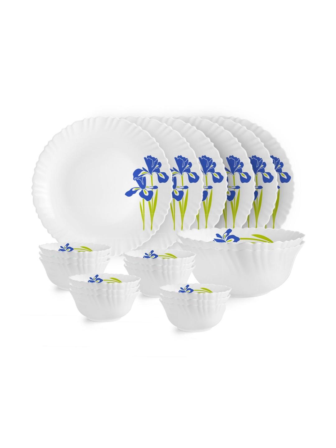 Cello Dazzle Series Set Of 22 Blue Iris Microwave & Dishwasher Safe Opalware Dinner Set - - Home for Unisex