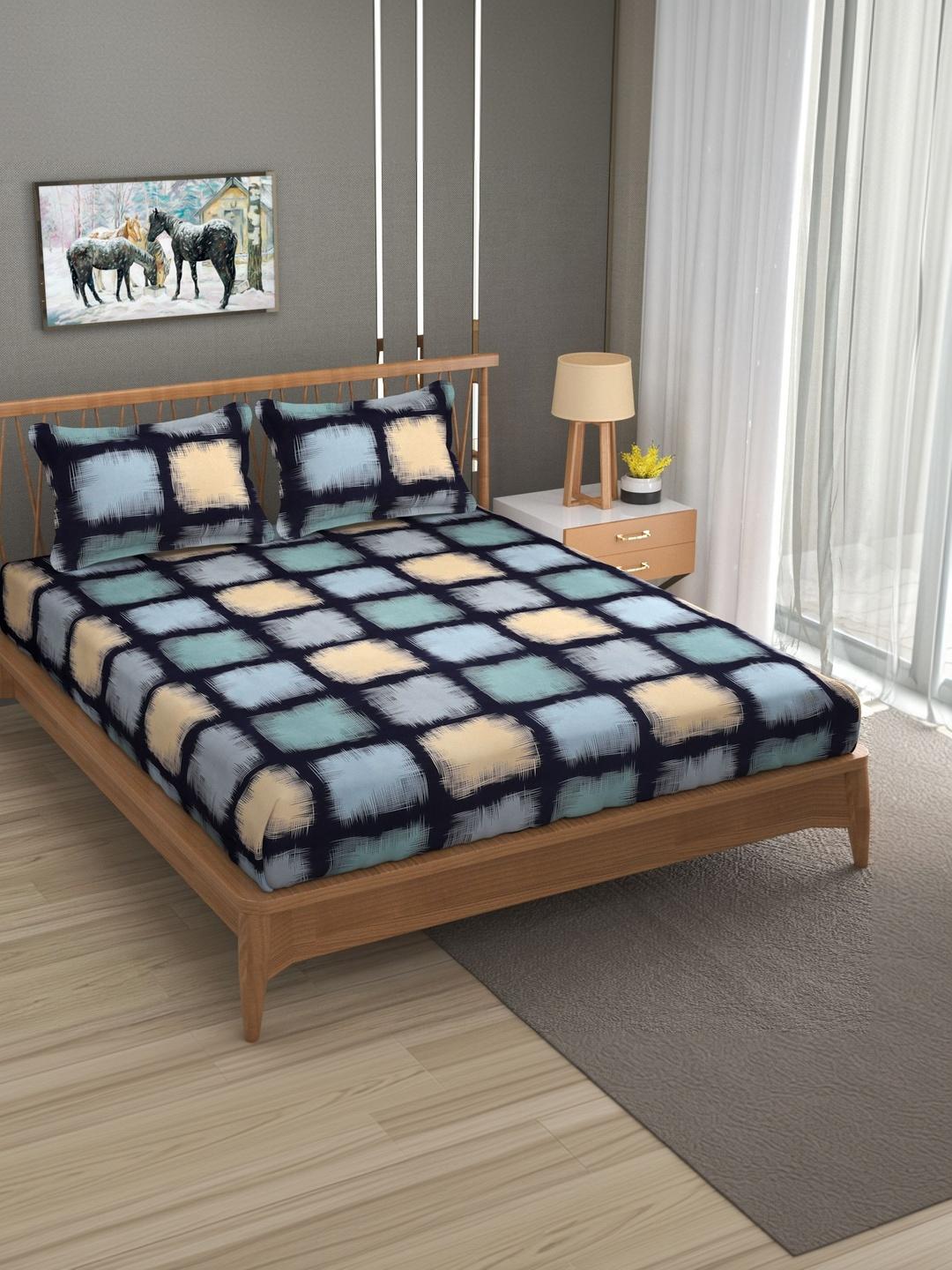 Buy Bromwick Cotton Breathable & Wrinkel Free Fitted Bedsheet With 2 Pillow Cover 72X78 Inches - - Home for Unisex