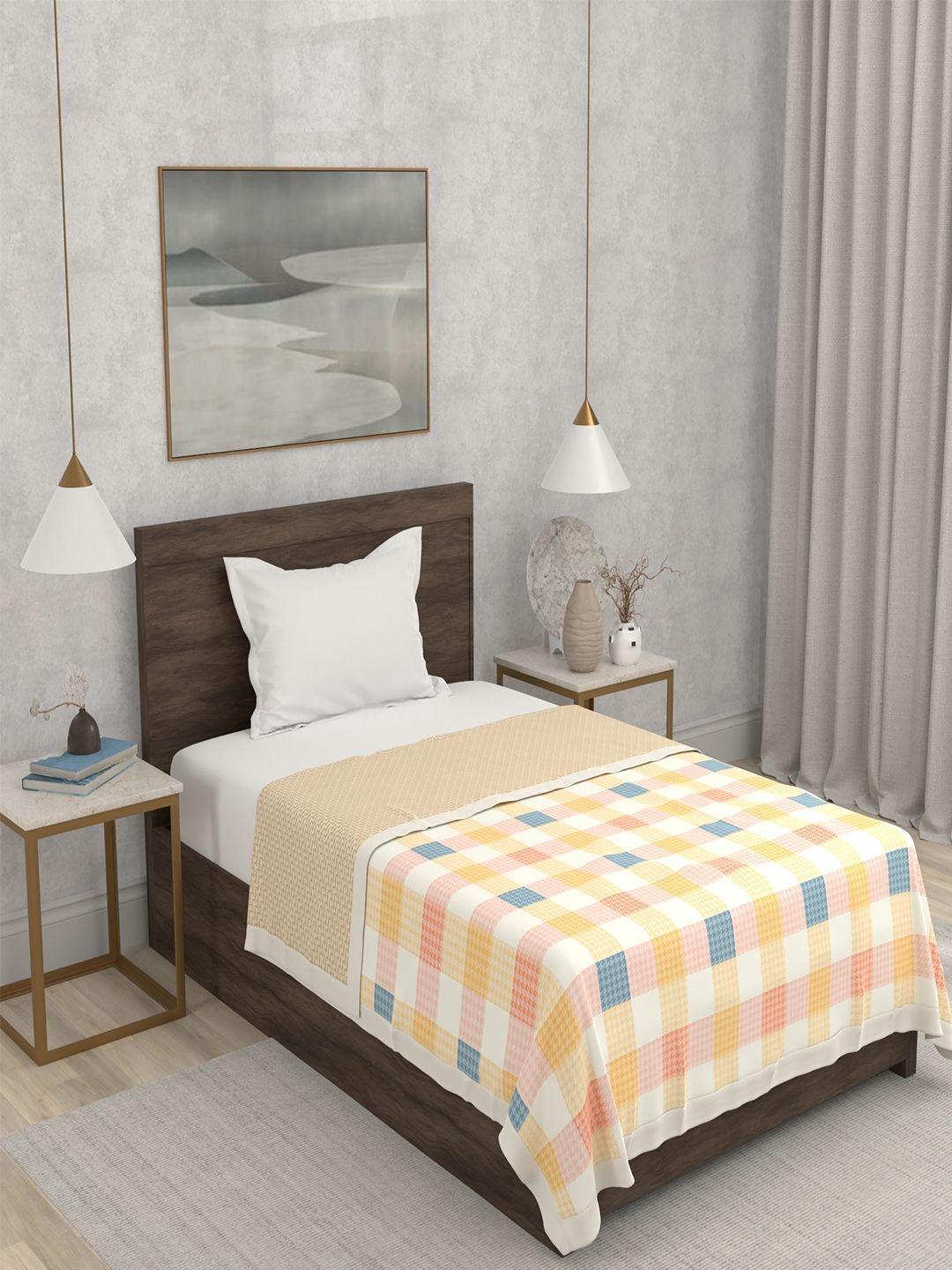Buy Portico Meraki 80 Gsm Pure Cotton Yellow & White Single Bed Ac Room Dohar - - Home for Unisex