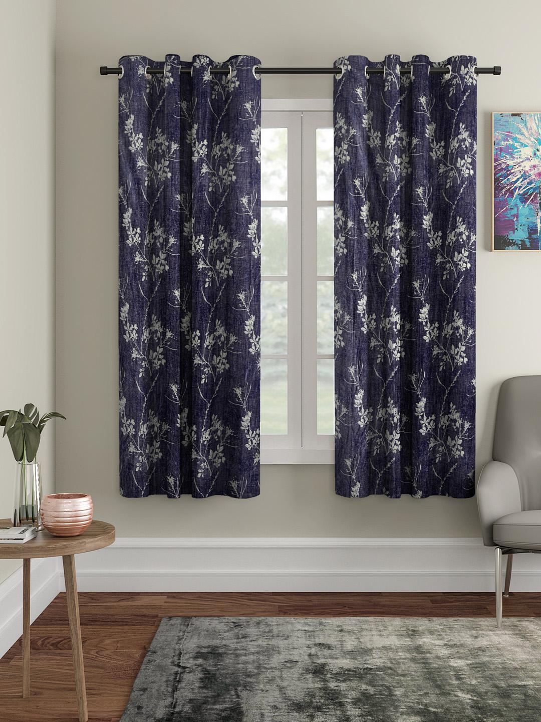 Buy Cortina Set Of 2 Floral Printed Window Curtains - - Home for Unisex