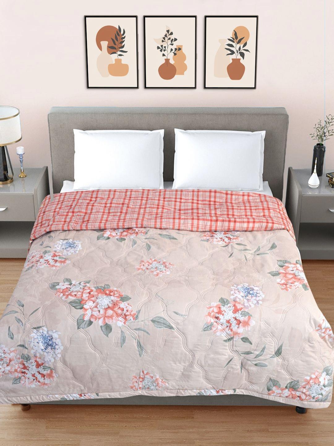 Buy Myntra Elegant Homes Beige Printed AC Room 350 GSM Quilted Reversible Double Bed Comforter -  - Home for Unisex