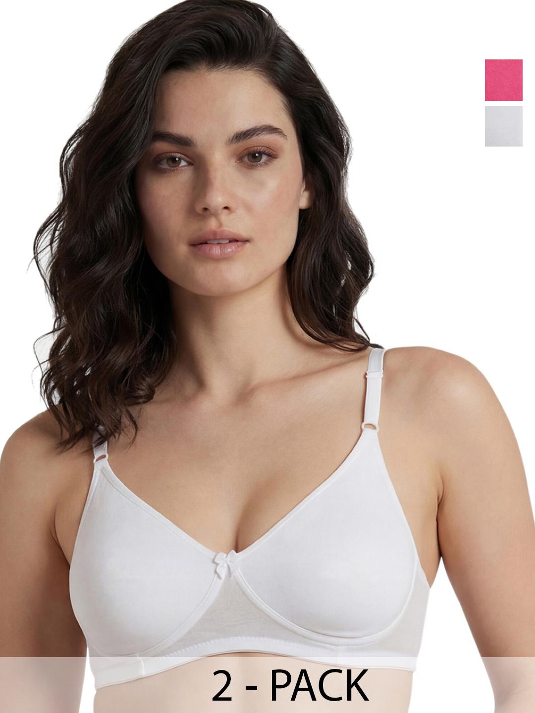 Buy In Care Pack Of 2 Full Coverage Non Padded Non Wired Cotton Bra With Adjustable Strap - - Apparel for Women