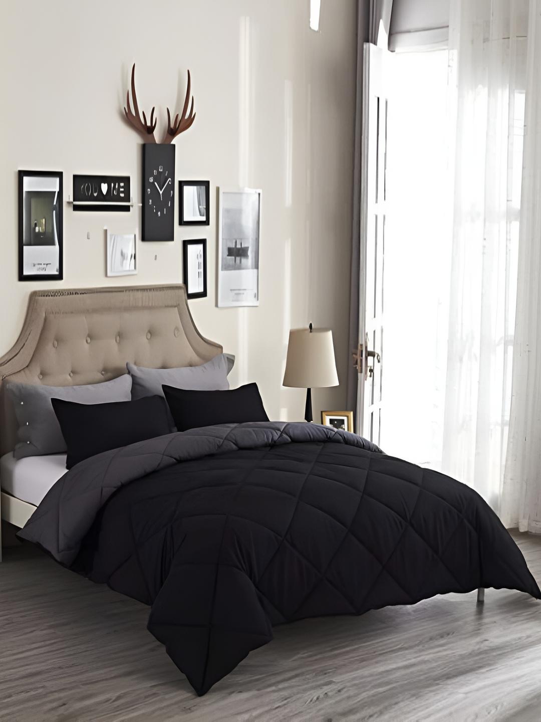 Buy Comfowell Black & Grey Heavy Winter 233 GSM Double Bed Quilt - - Home for Unisex