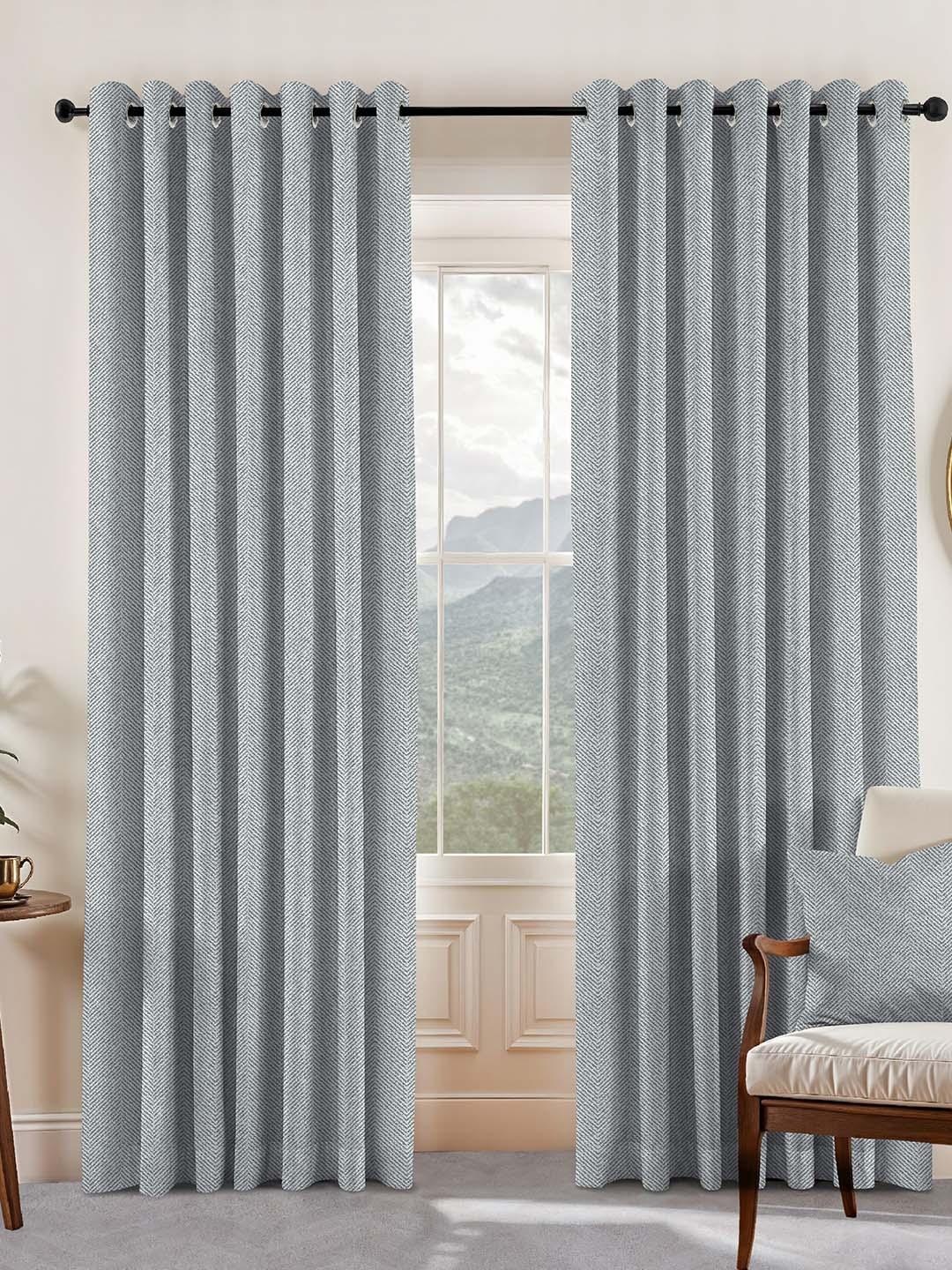Buy CASABLEU Grey 2 Pieces Self Design Black Out Door Curtain -  - Home for Unisex