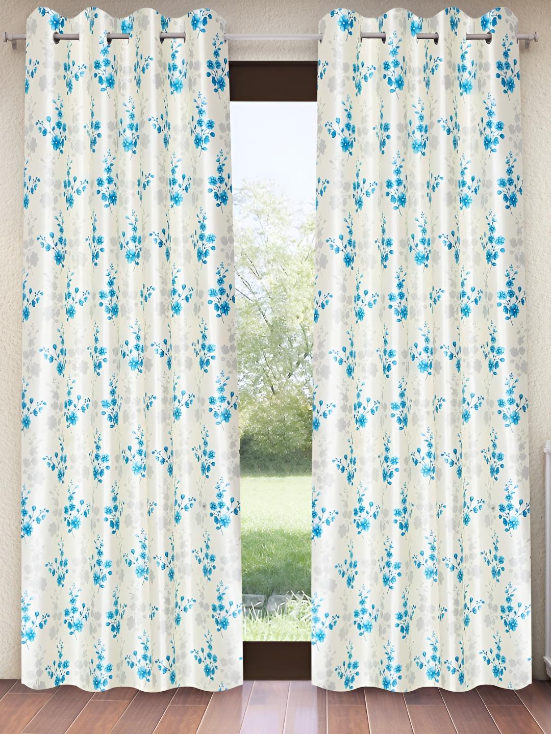 Buy Home Sizzler Cream & Blue 2 Pieces Floral Window Curtain -  - Home for Unisex
