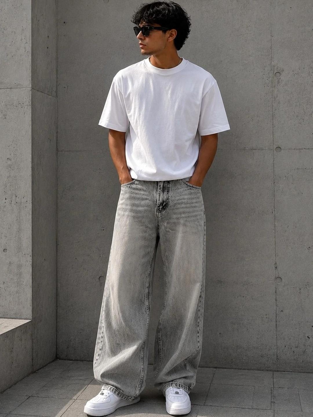 Line out line Men Wide Leg Mid-Rise Jeans