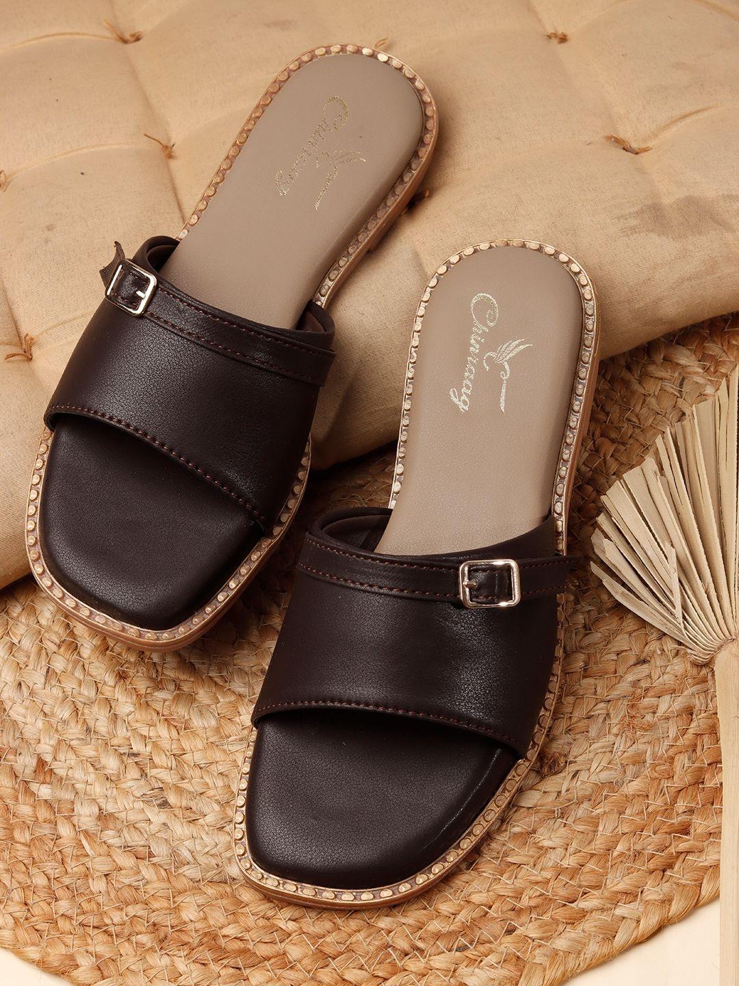 CHINRAAG Women Open Toe Flats with Buckles - Image 1