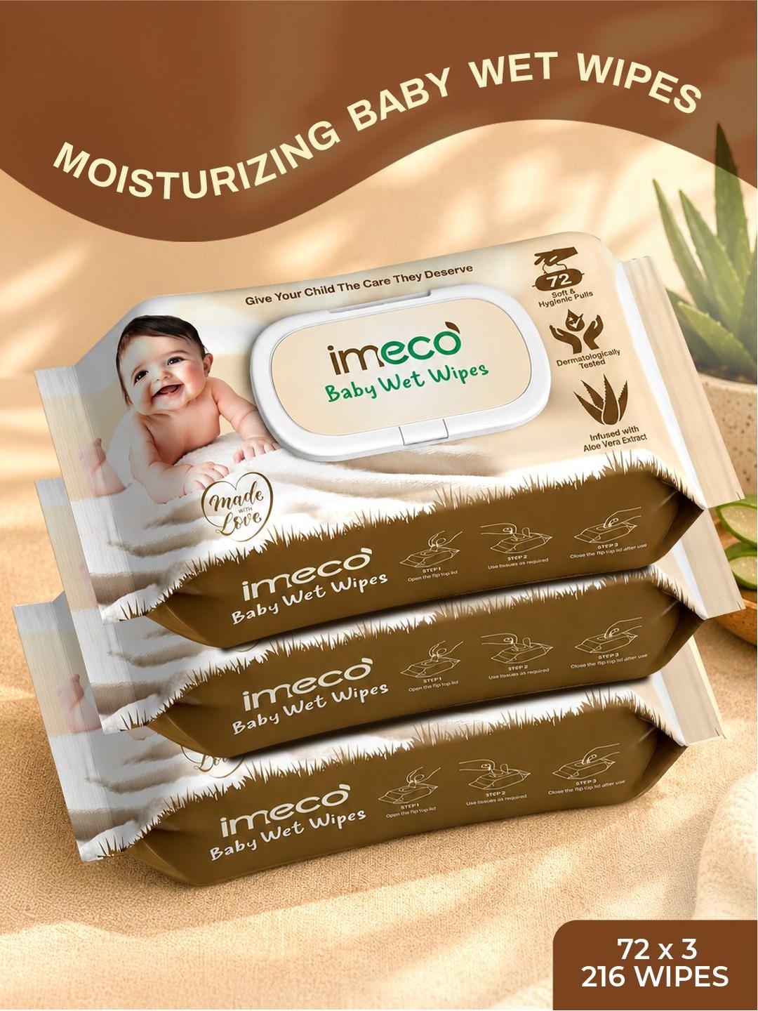 Buy IMECO Set Of 3 Aloe Vera Baby Wet Wipes   72Pcs Each -  - Personal Care for Unisex Kids