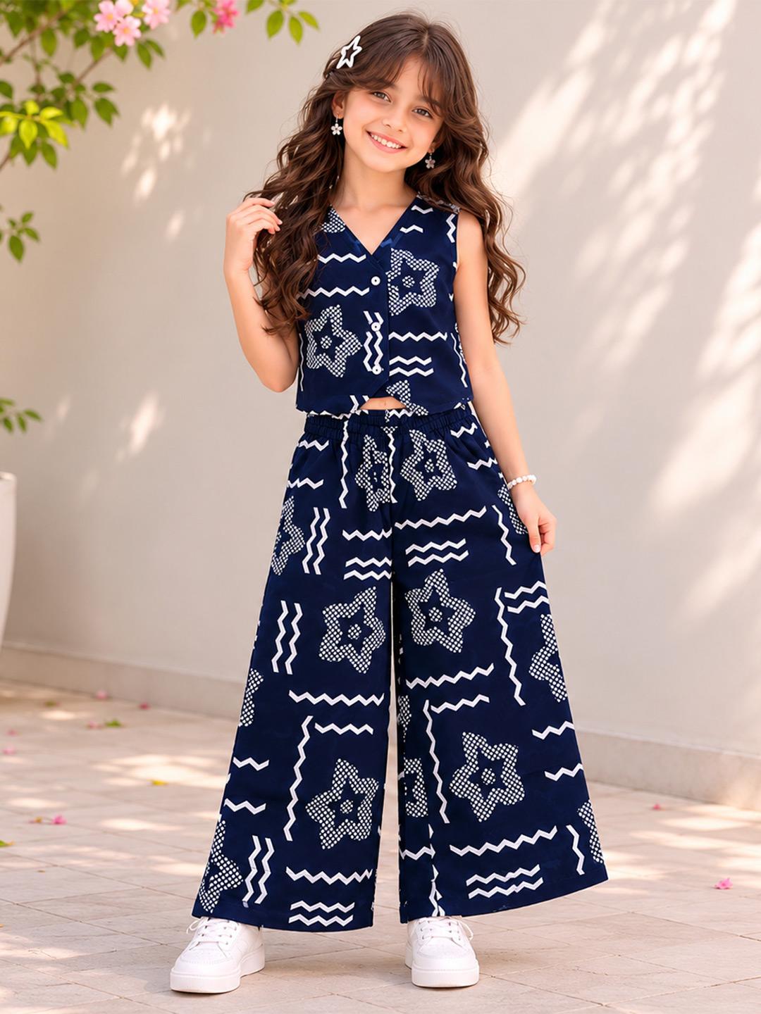 Buy The Magic Wand Girls Printed Waistcoat With Palazzos -  - Apparel for Girls