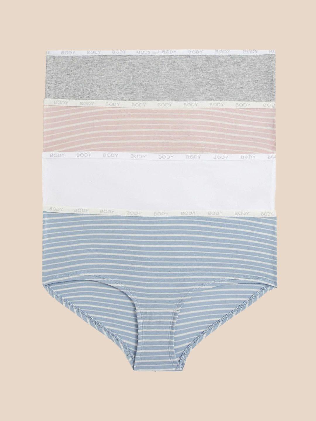 Buy Marks & Spencer Women Pack Of 4 Striped Cotton Basic Briefs - - Apparel for Women