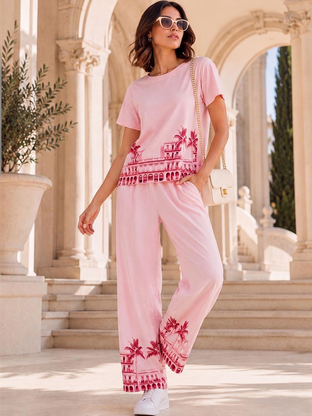 Buy L&M Tropical Printed T Shirt With Trousers -  - Apparel for Women
