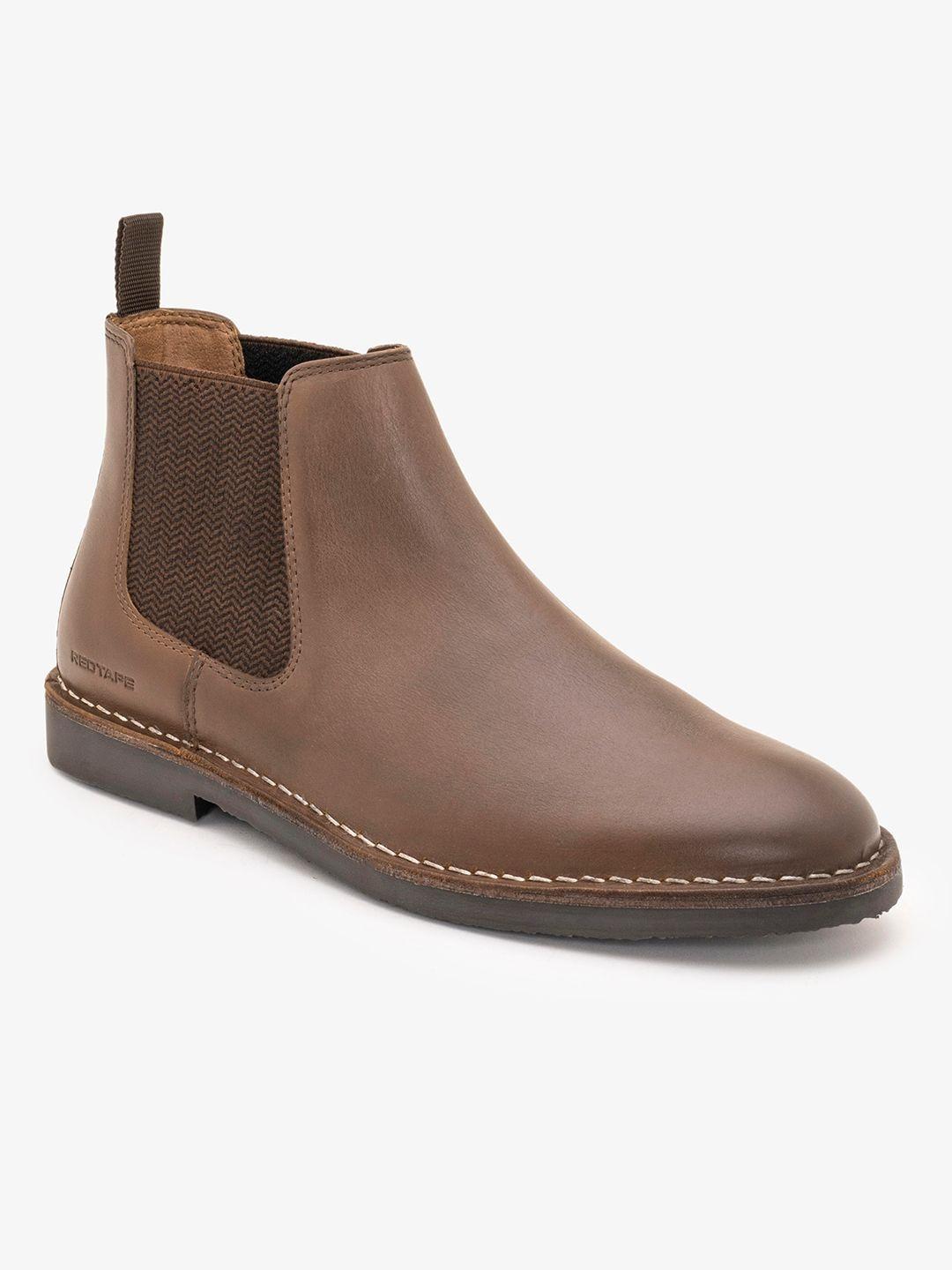 Red Tape Men Textured Chelsea Boots (Red)