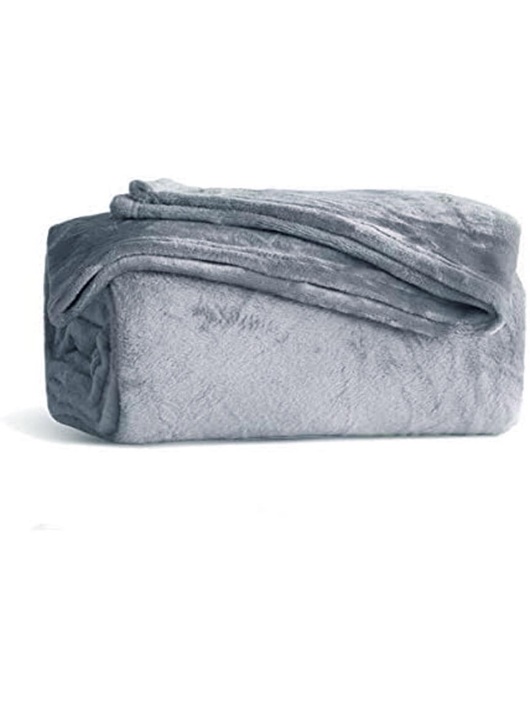 Buy Cortina Grey Solid AC Room 350 GSM Double Bed Blanket - - Home for Unisex