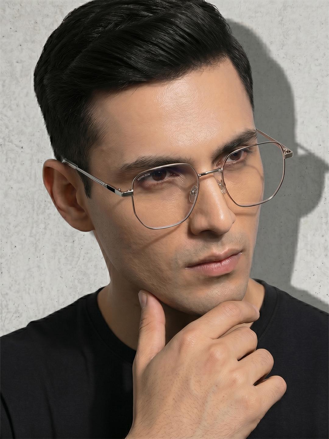 Buy ROYAL SON Unisex Silver Toned Full Rim Round Frames With Blue Ray Cut Lens -  - Accessories for Unisex