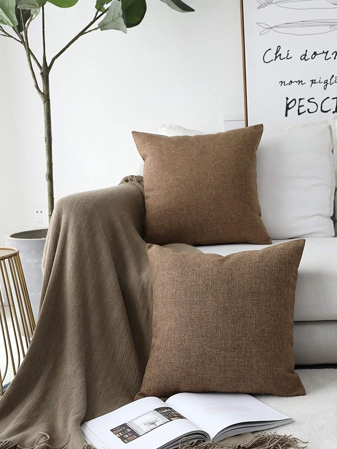 Buy Khooti Brown Set Of 2 Square Cushion Covers -  - Home for Unisex