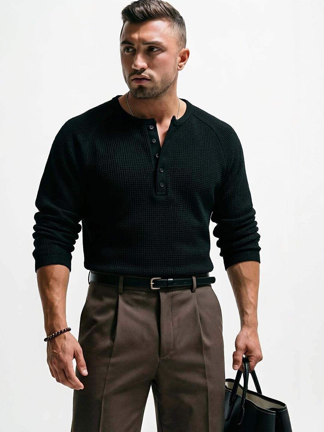 Imsa Moda Men Henley Neck T-shirt