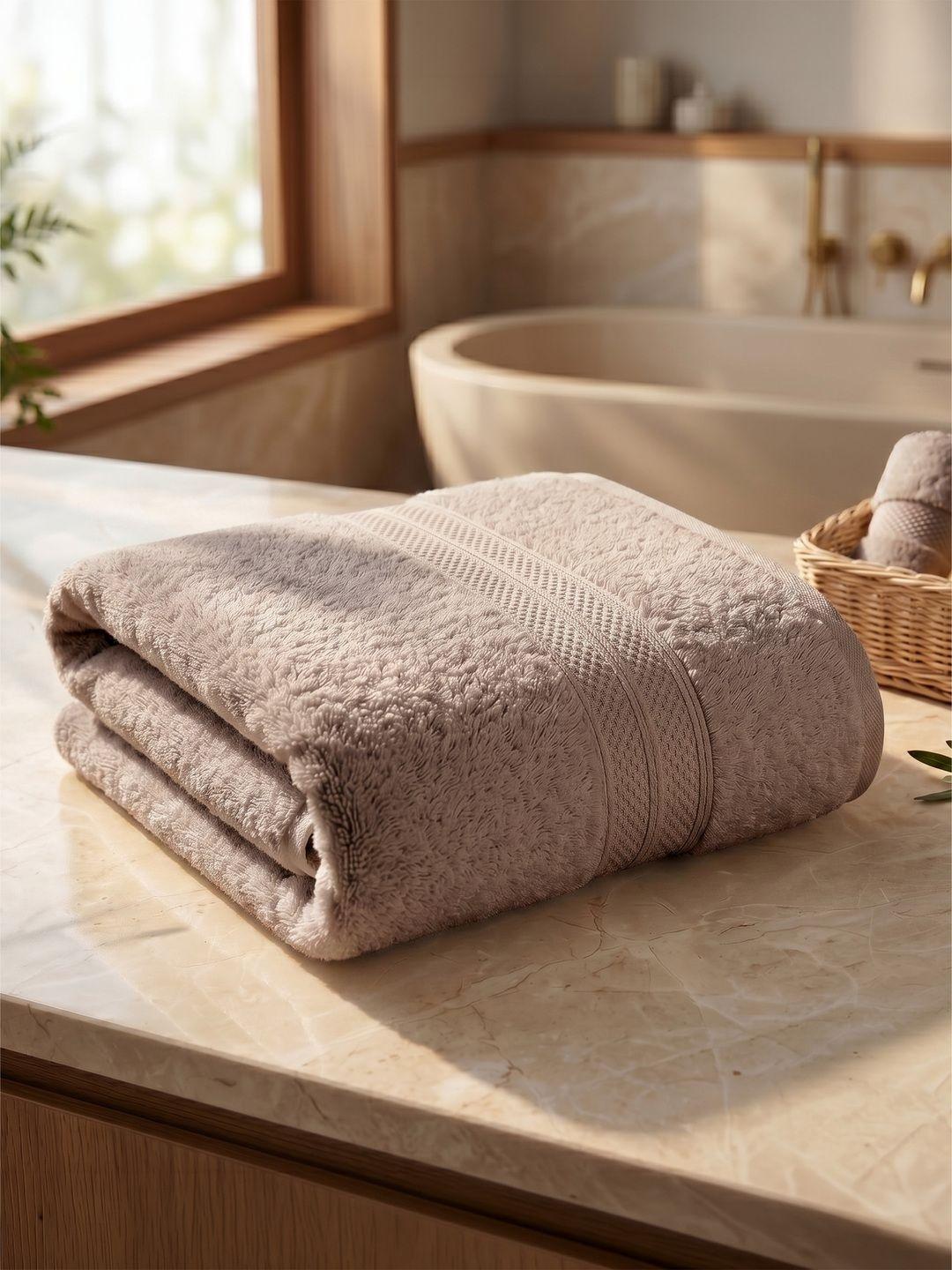 Buy LANE LINEN Taupe & Brown 1 Cotton 450 GSM Bath Towel -  - Home for Unisex