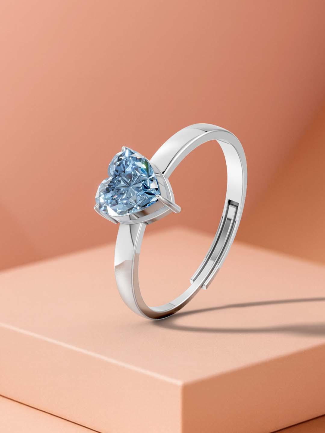 Buy MISS HIGHNESS Women 925 Sterling Silver Blue Heart Ring - - Accessories for Women