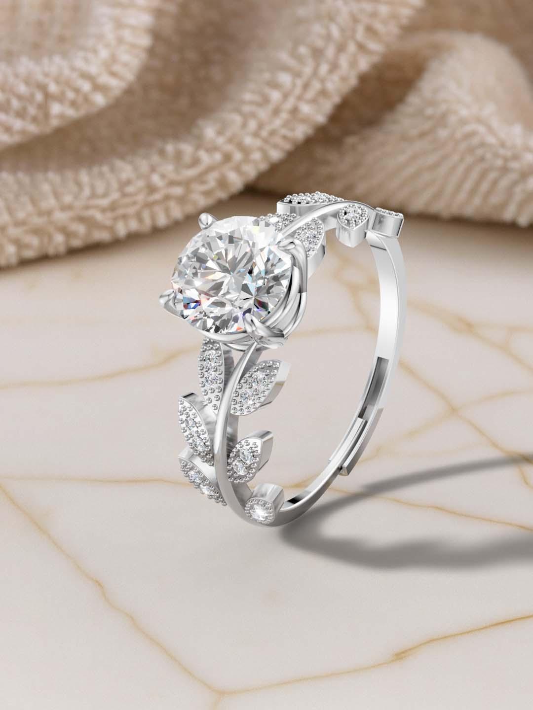 Buy MISS HIGHNESS 925 Silver Floral Leaf Finger Ring - - Accessories for Women
