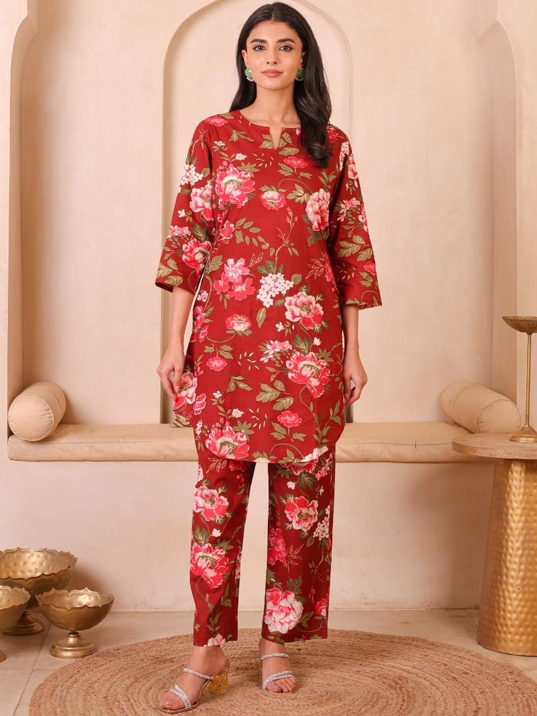 Buy PINK VYBE Floral Printed Tunic With Trousers - - Apparel for Women