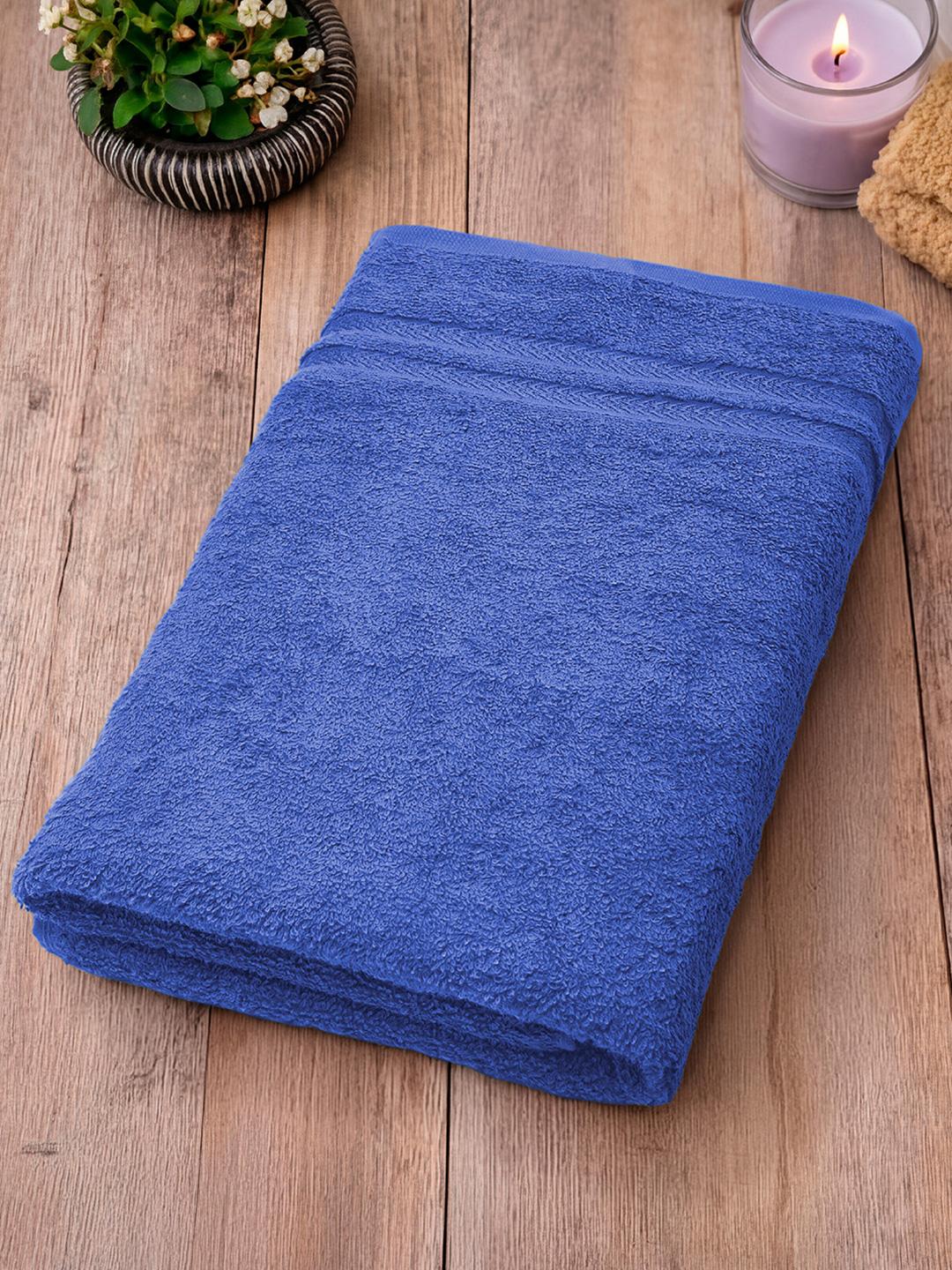 Buy Welspun Blue & White Pure Cotton 380 GSM Bath Towel - - Home for Unisex