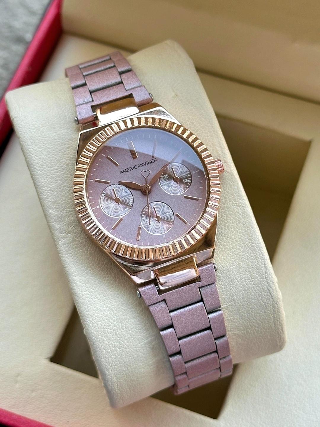 Buy Americanviber Women Brass Dial & Stainless Steel Bracelet Style Straps Analogue Multi Function Watch -  - Accessories for Women
