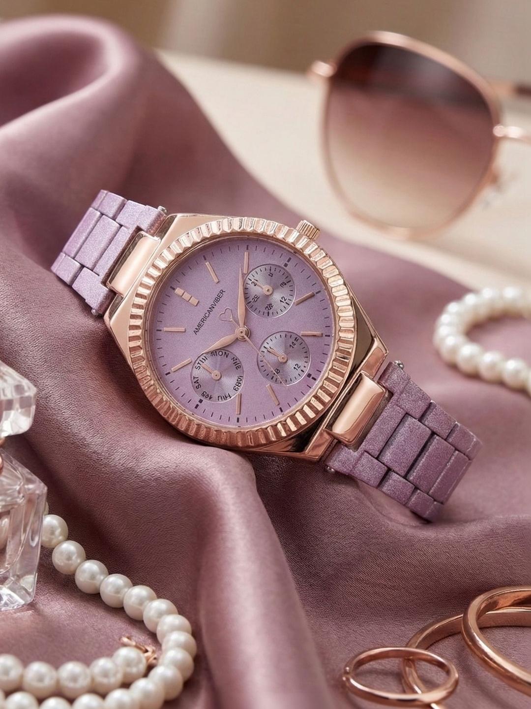 Americanviber Women Brass Dial Stainless Steel Watch - Image 1