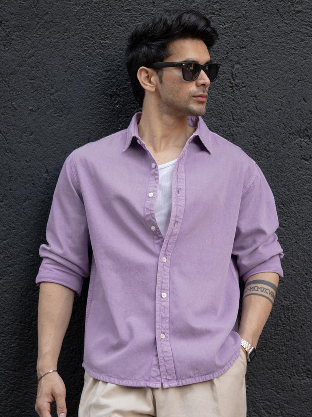 Powerlook Overdyed Structured Cotton Long Sleeves Shirt