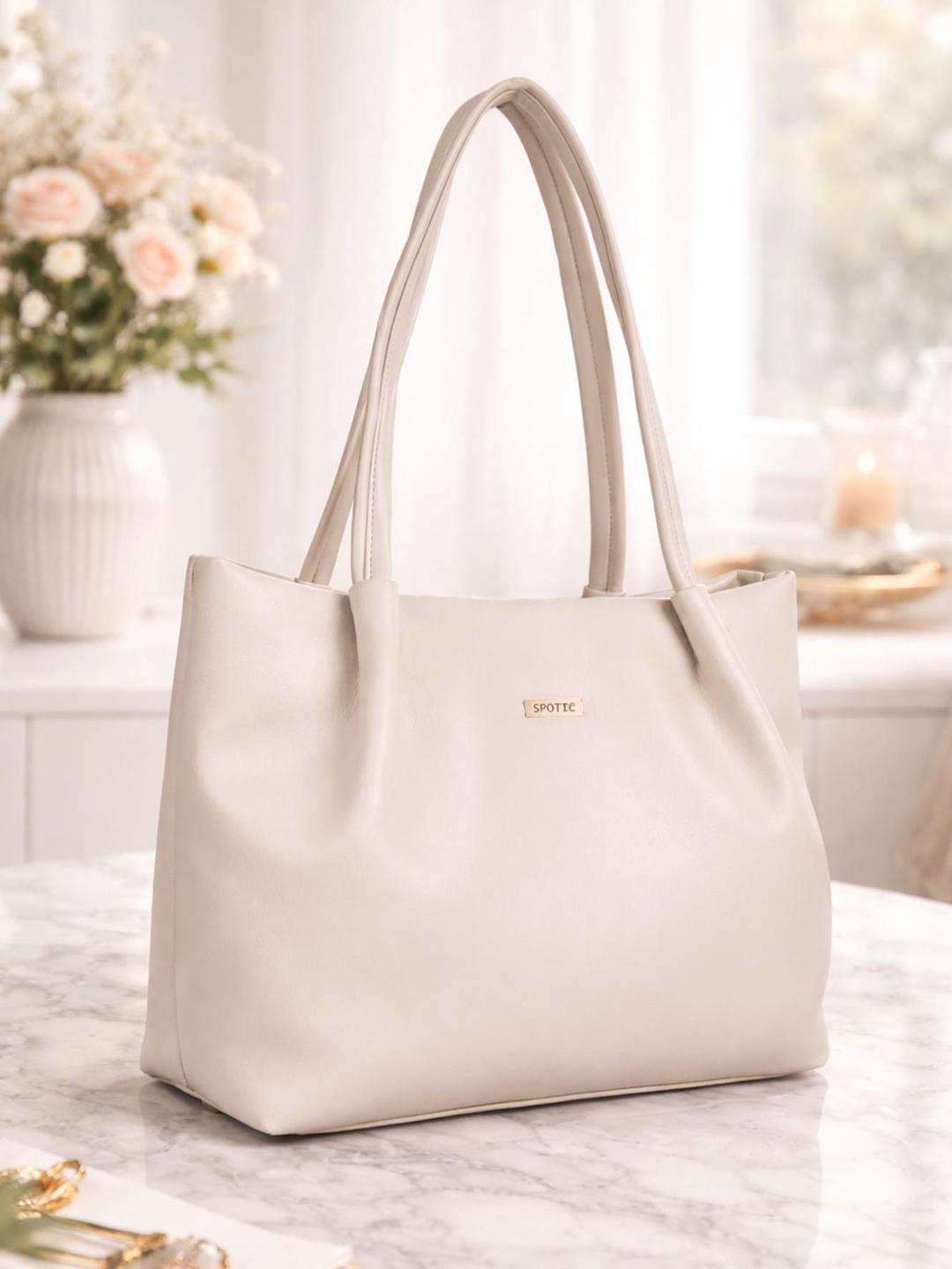 Buy SPOTIC Solid Synthetic Leather Multi Compartment Medium Shopper Tote Bag - - Accessories for Women