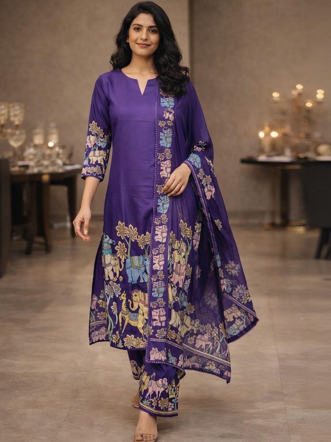 Anouk – Animal Print Purple Kurta Set