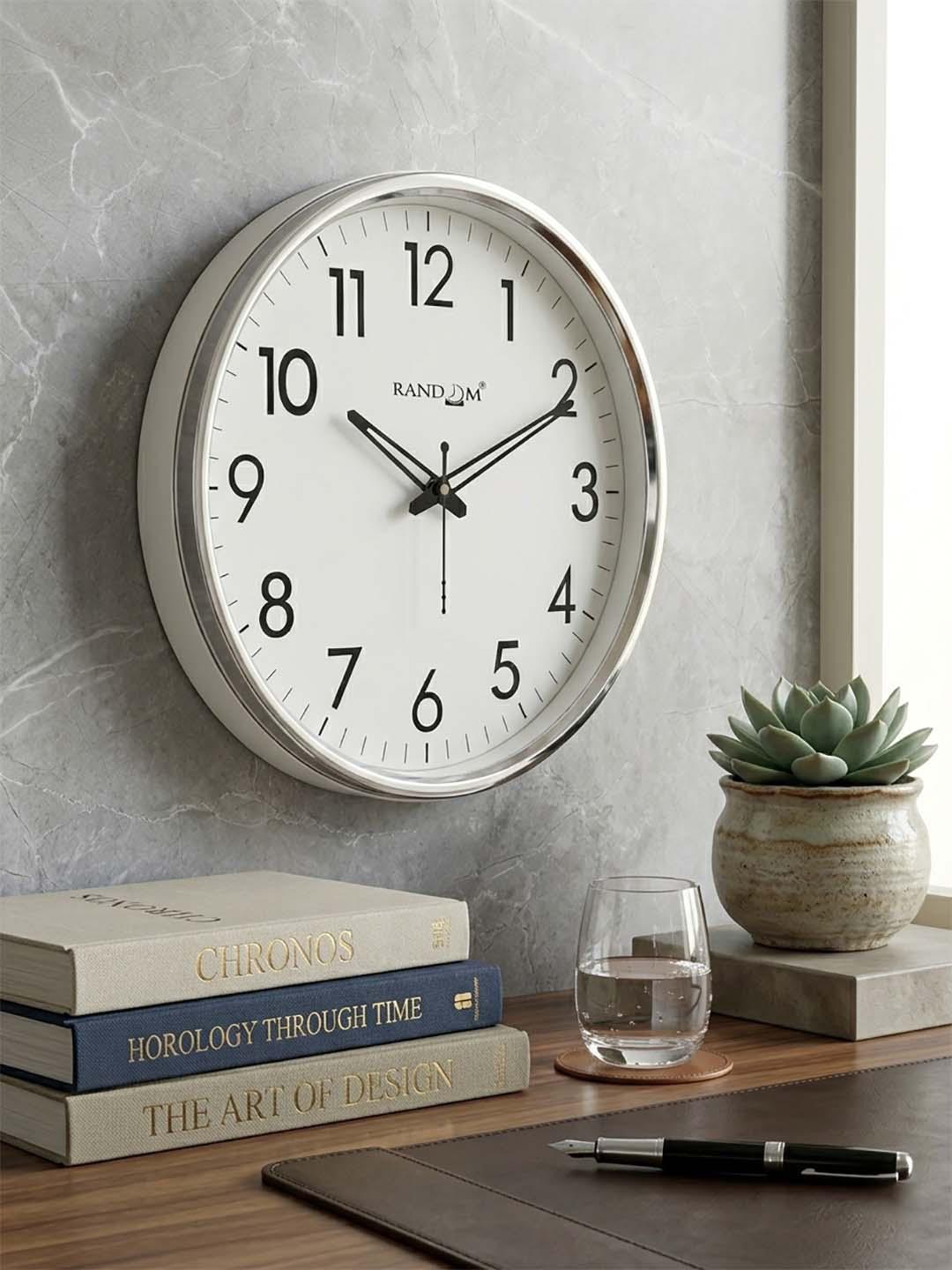 RANDOM White & Silver-Toned Wall Clock