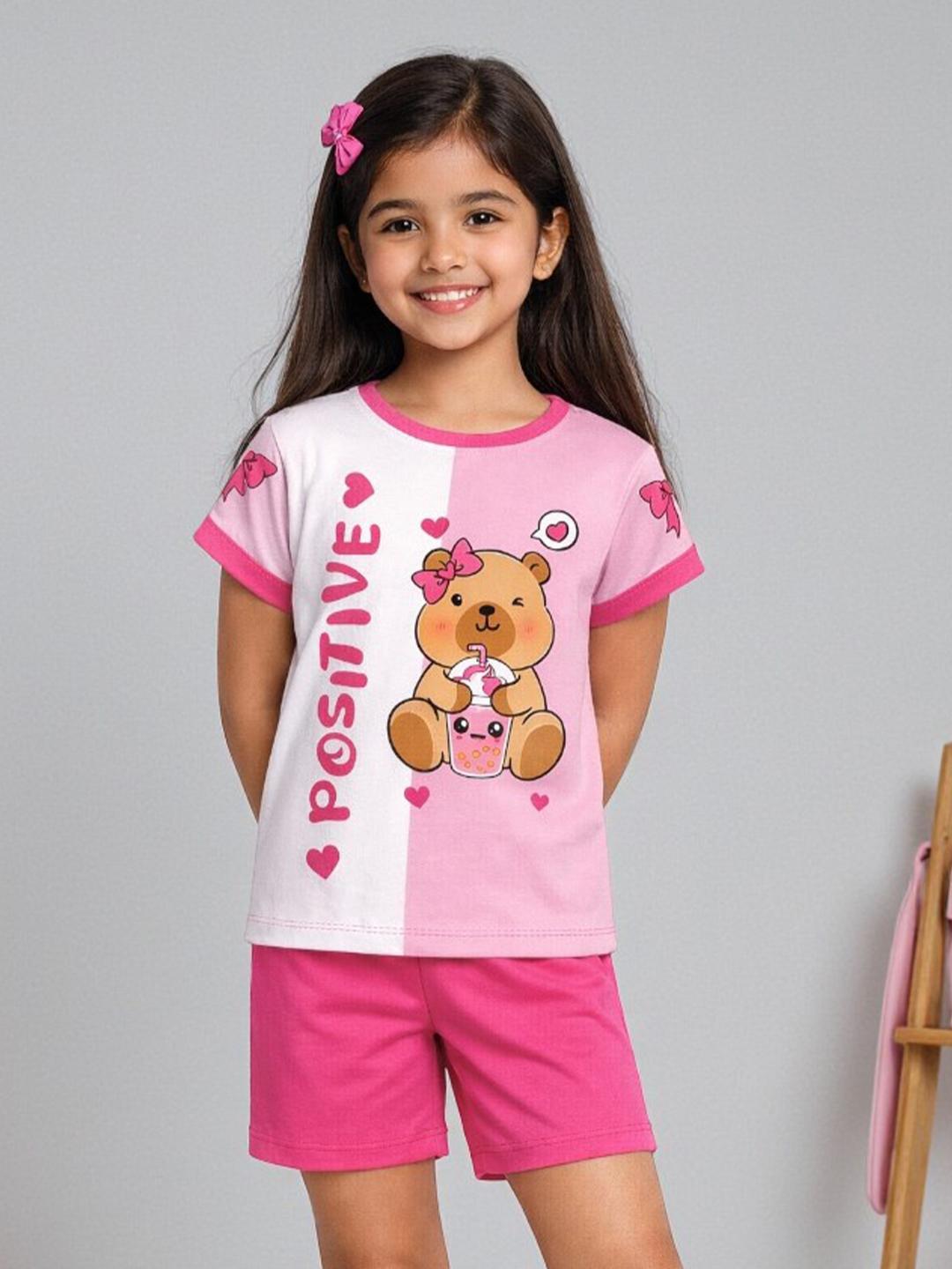 KEESOR – Girls Printed T-shirt with Shorts (Girls)