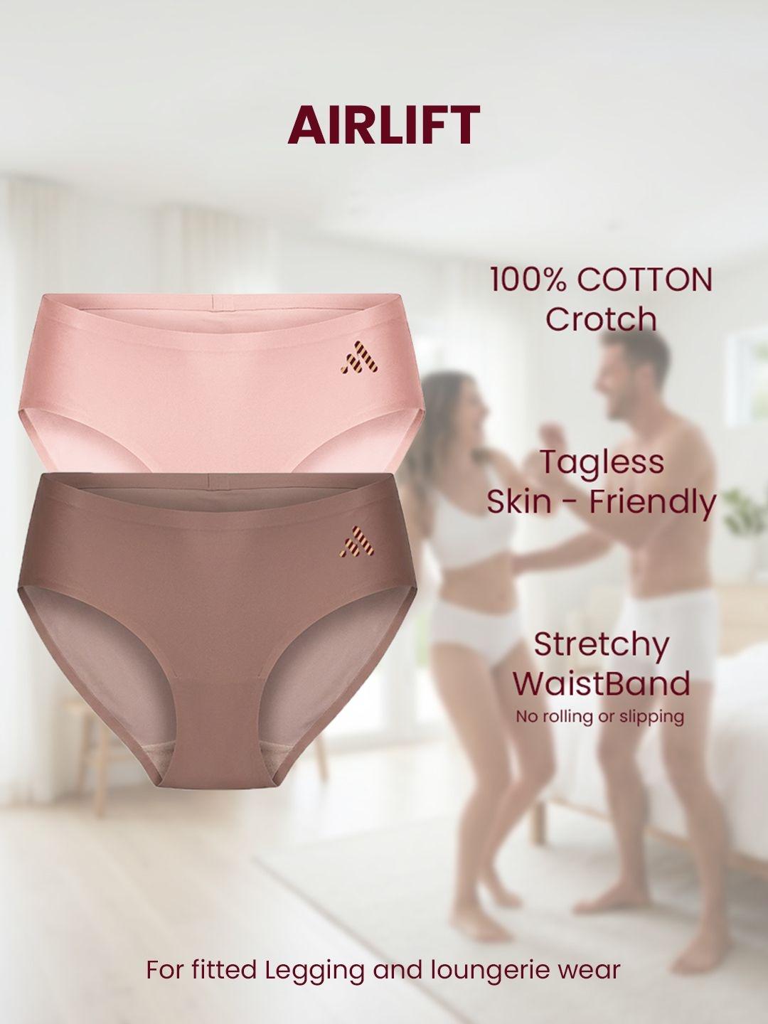 MAROON Pack Of 2 Low-Rise Seamless Assorted Briefs