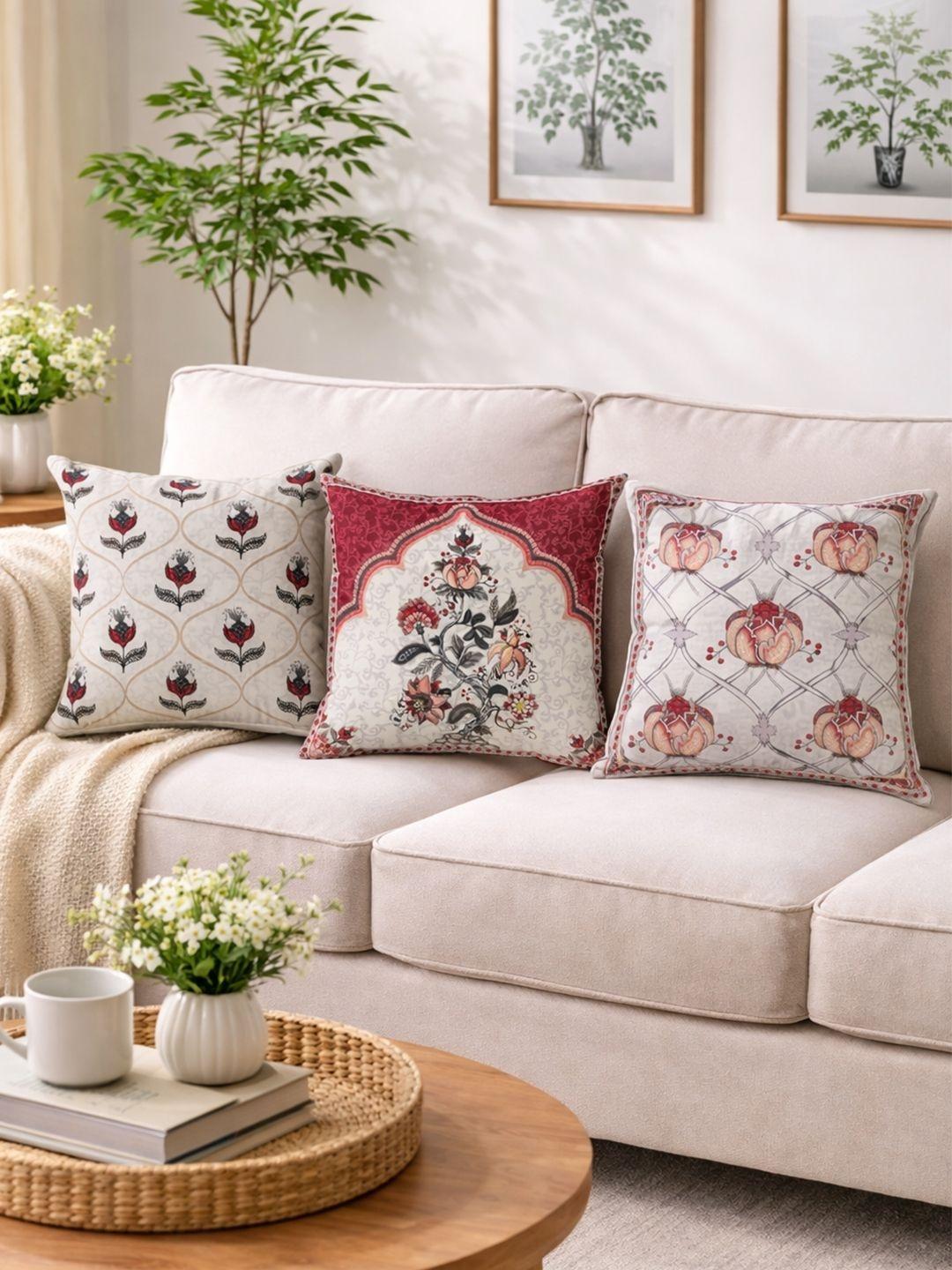 Buy SWAYAM Multicoloured Set Of 3 Ethnic Motifs Square Cushion Covers - - Home for Unisex