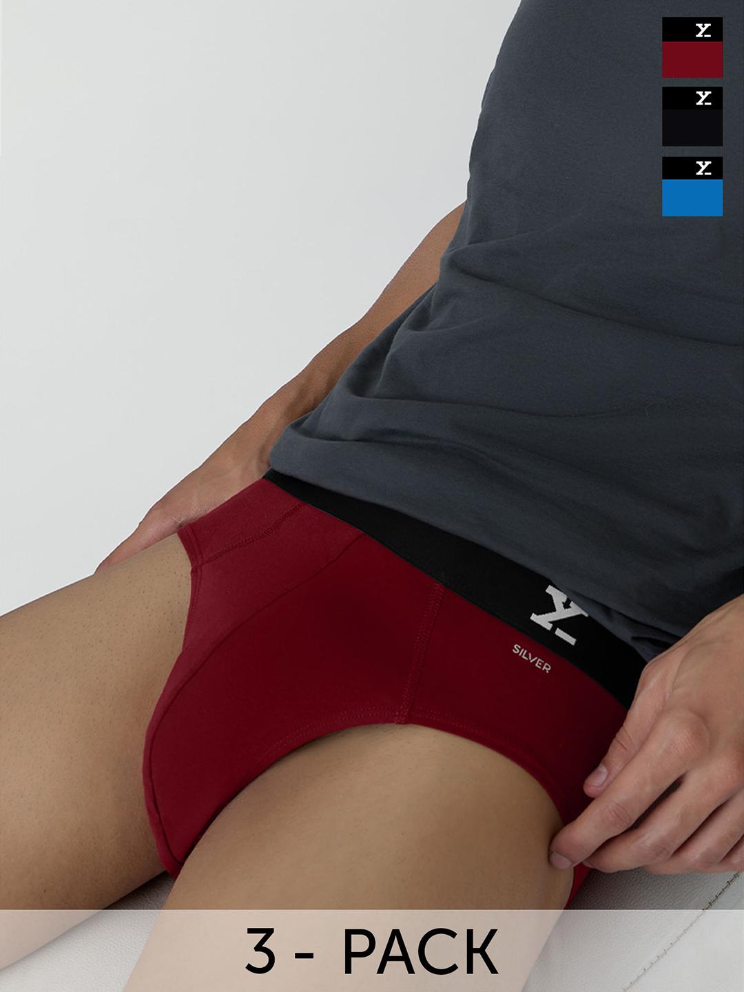 Buy XYXX Men Solid Silver Pack Of 3 Aero Combed Cotton Anti Odor & Moisture Absorbent Briefs - - Apparel for Men