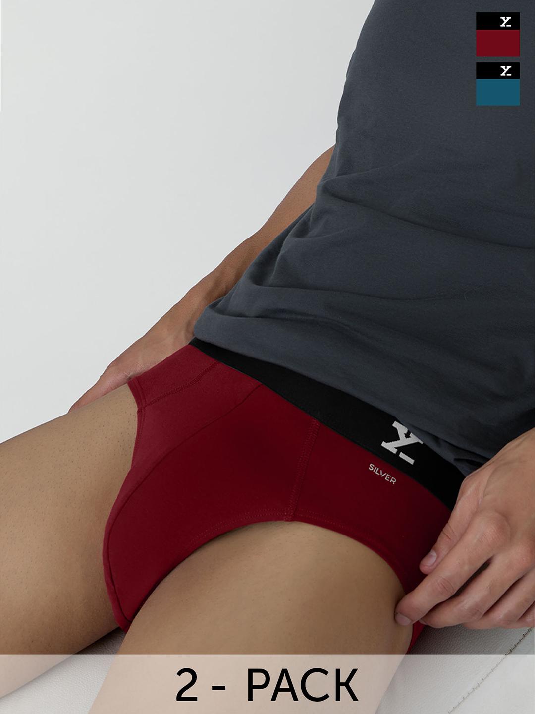 Buy XYXX Men Solid Silver Pack Of 2 Aero Combed Cotton Moisture Absorbent Briefs XYBRF2PCKN452 - - Apparel for Men