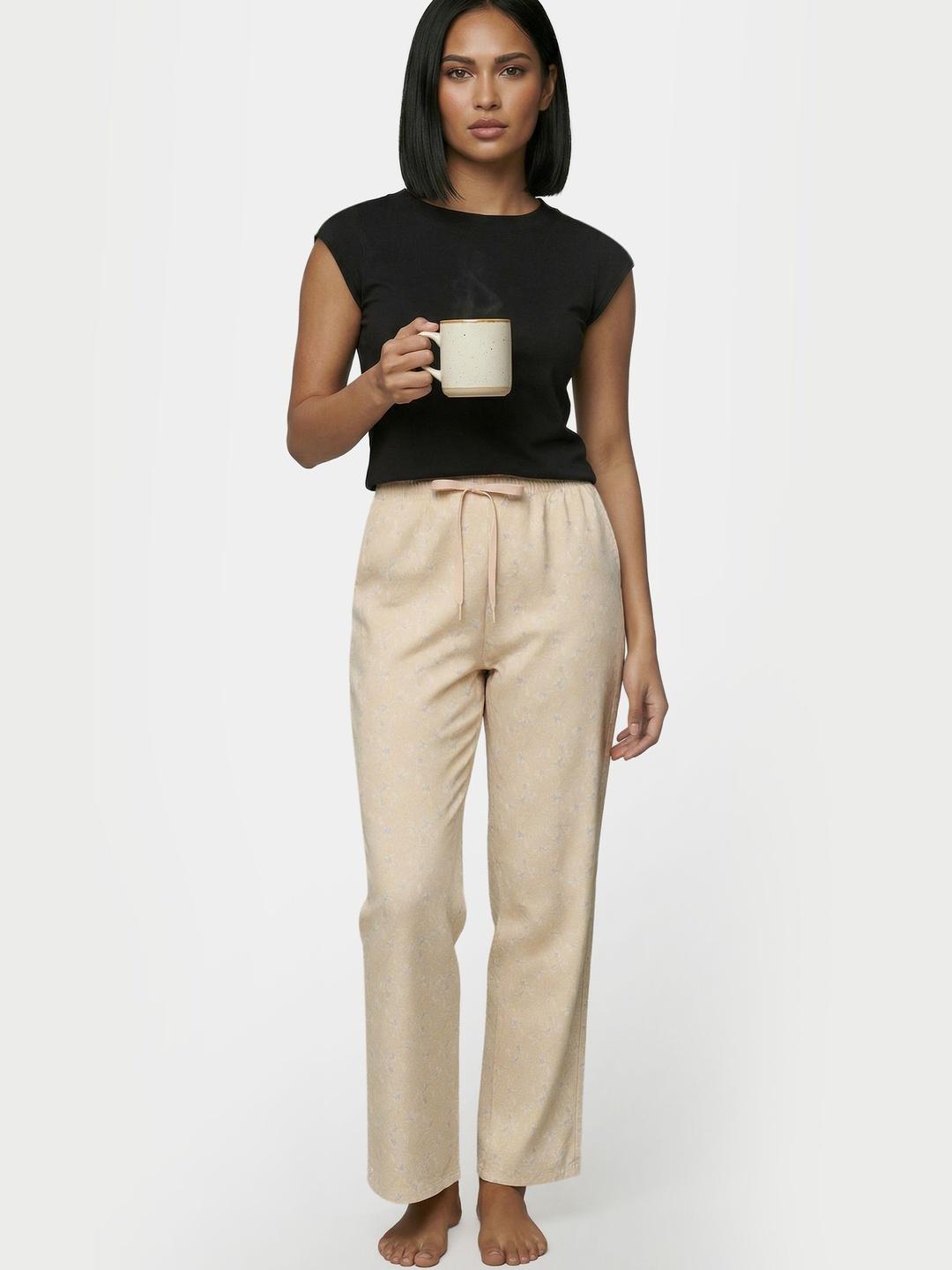 Buy Enamor Women Mid Rise Full Length Drawstring Pants Relaxed Fit Cotton E4A5 -  - Apparel for Women