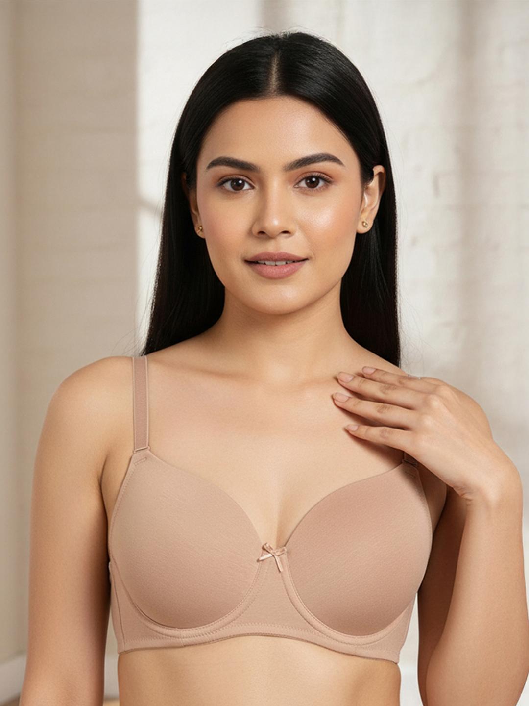 Zivame Beige Solid Underwired Lightly Padded T-shirt Bra ZI1135CORE0NUDE