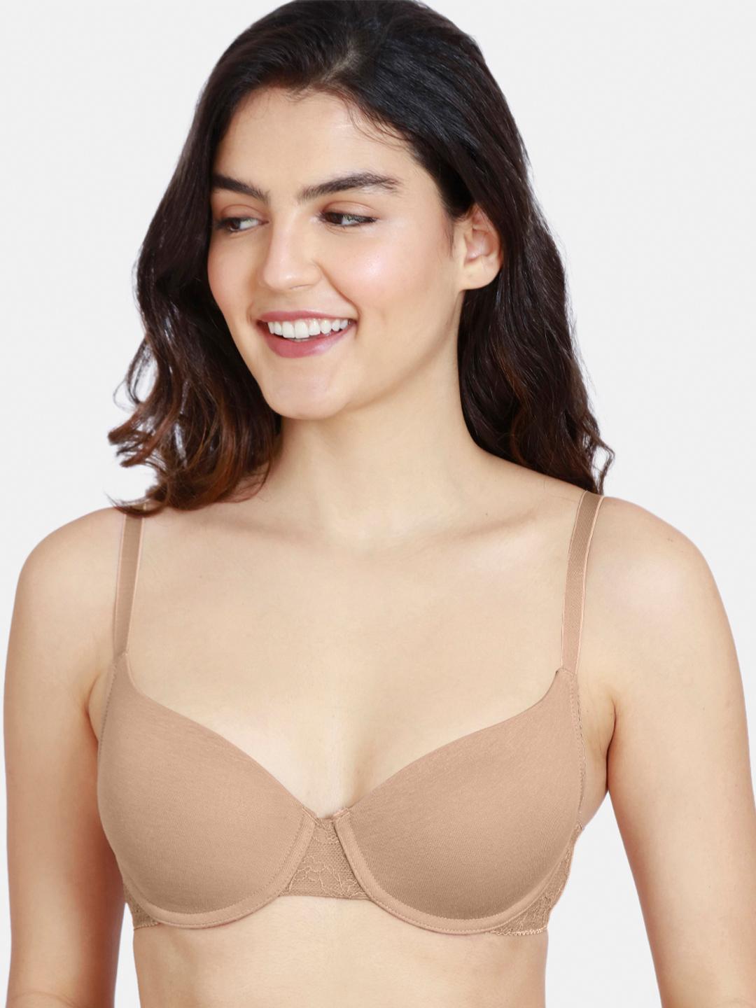 Zivame Nude-Coloured Solid Underwired Lightly Padded T-shirt Bra ZI1101CORE0