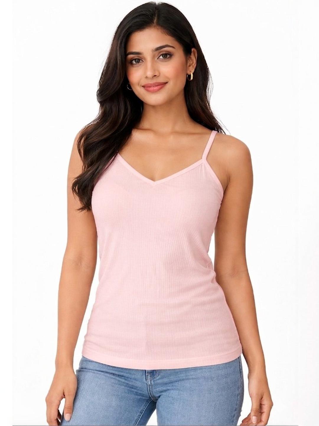 Buy NIRDAMBHAY Cotton Lightly Padded V Neck Camisole - - Apparel for Women
